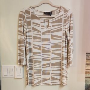Chico's Travelers Geometric 3/4 Sleeve Top
